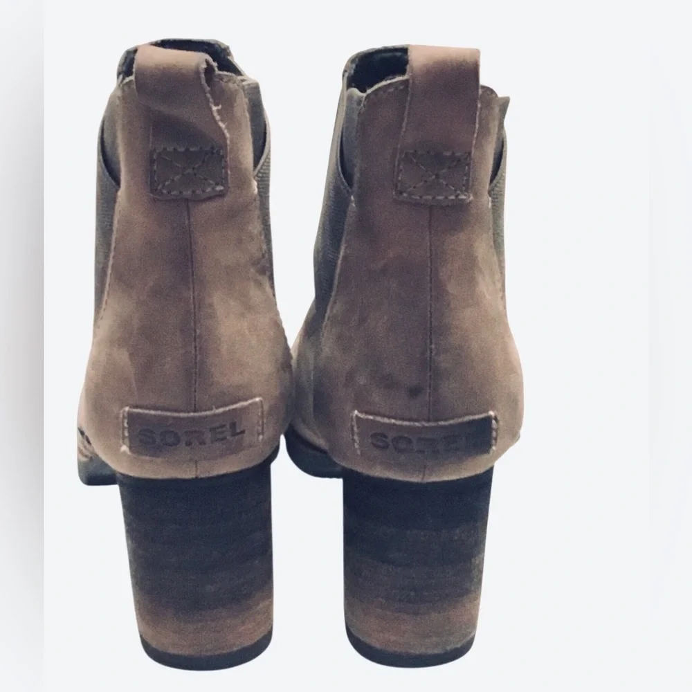 SOREL ADDINGTON Waterproof Ankle Boot Taupe Leather Chelsea Pull on Size 8.5